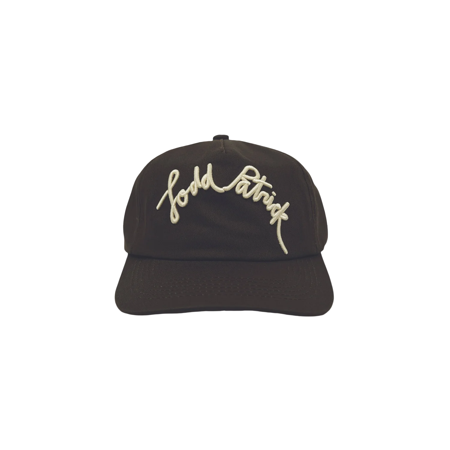 Todd Patrick 5 Panel Brown Hat with Todd Patrick logo embroidery on front